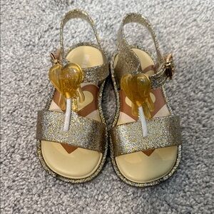 Mini Melissa Sparkling Gold Heart Sandals